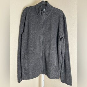 prAna Men's Charcoal Zip-Up Wool Blend Sweater